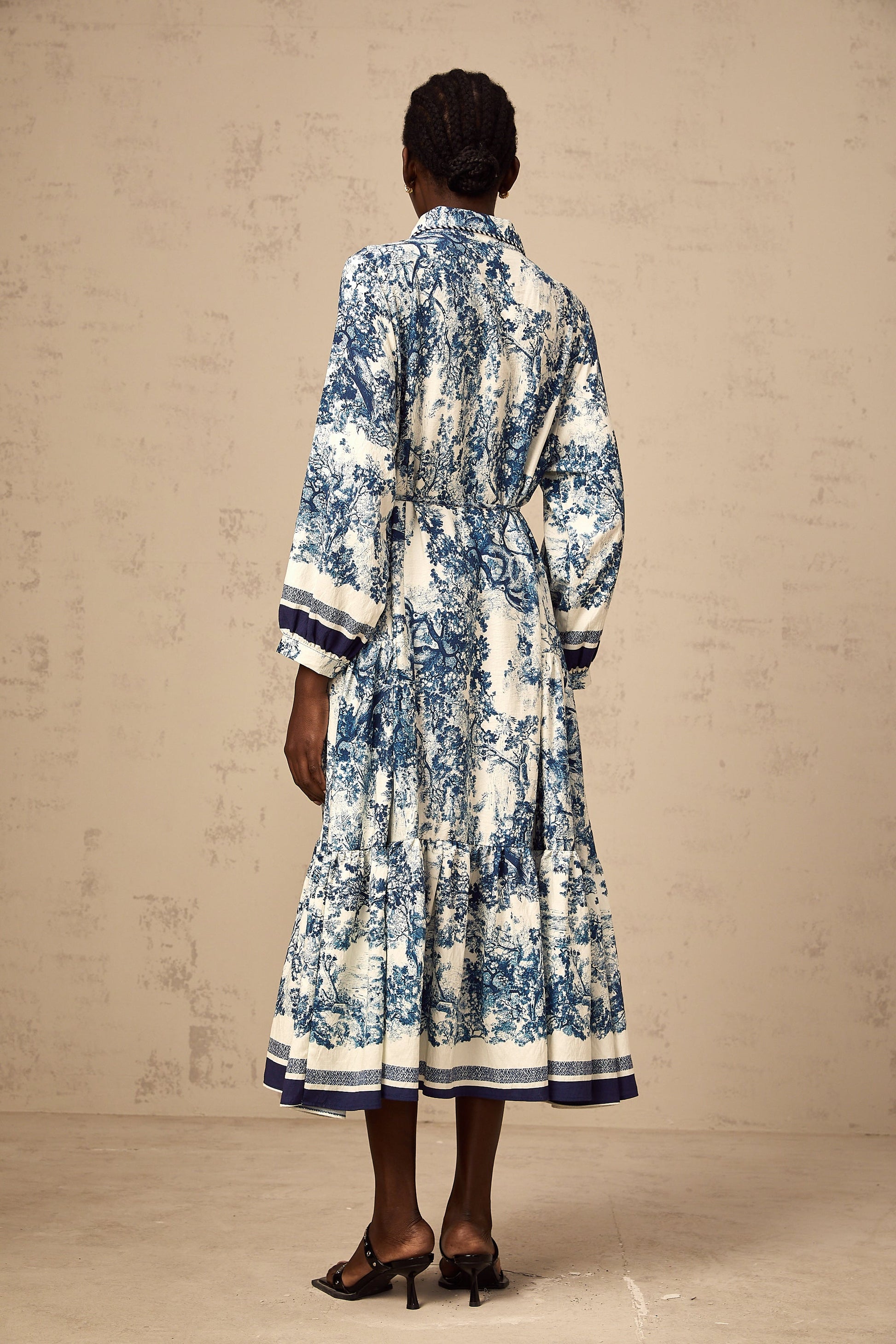 Adélaïde graphic-print midi dress in Blue